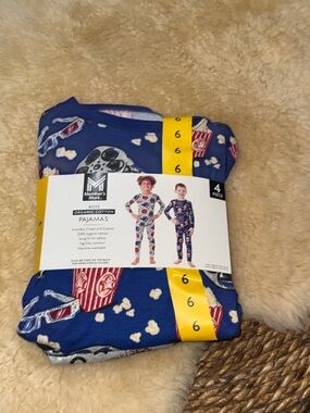 Member's Mark 2 Pack Boys' Blue Popcorn & Football One-Piece Footie Pajamas